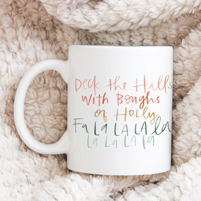 Caneca De Café Mão-esculpida - Carol de Halls (Hand-Lettered Deck the Halls Carol Coffee Mug)