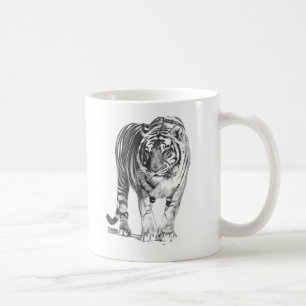 Caneca De Café Mão realística tigre de Bengal tirado com