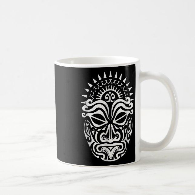 Caneca De Café Maori Polynésia Tattoo Haka Dance Face Mask Head (Direita)