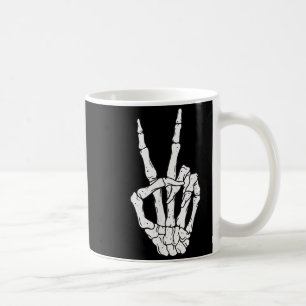 Caneca De Café Mãos de Esqueleto Engraçadas Sinal de Paz Amor Hal