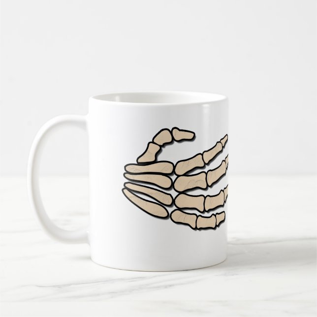 Caneca De Café Mãos de esqueleto frias na mugeira de café ósseo (Esquerda)