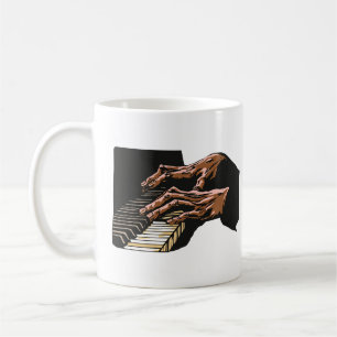 Caneca De Café Mãos de Pianista Tocando Piano –