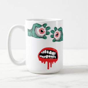 Caneca De Café Mãos de Zumbi Horríveis com Lábios Derretidos