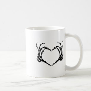 Caneca De Café Mãos do Coração do Esqueleto Halloween