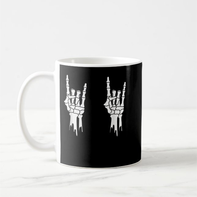Caneca De Café Mãos do esqueleto Bolinhas pastel ovo Feliz E (Esquerda)