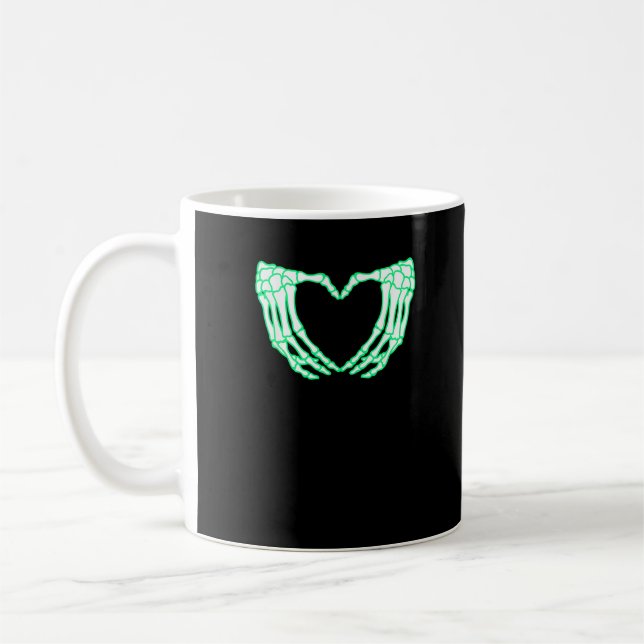 Caneca De Café Mãos do Esqueleto, Coração, Figurino de Halloween  (Esquerda)