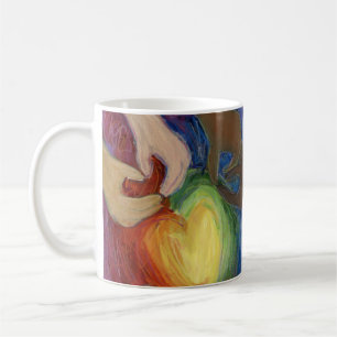 Caneca De Café Mãos e Diversidade Cardíaca Corações Adoram Co