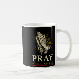 Caneca De Café Mãos em Oração Jesus Cruz Rosário Fé Devoção Pr