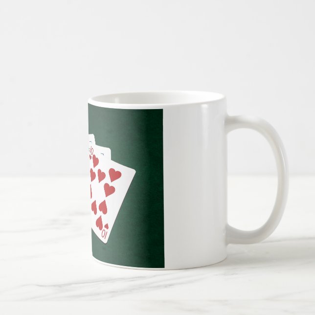 Caneca De Café Mãos-Poker - Royal Flush - Cabeça de Coração (Direita)