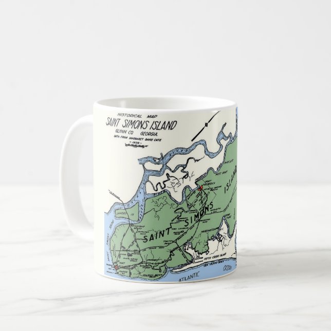 Caneca De Café Map Mug da Ilha de Simons da rua (Frente Esquerda)