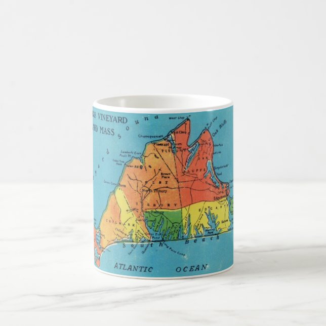 Caneca De Café Map Mug da Ilha do Vineyard de Martha (Centro)