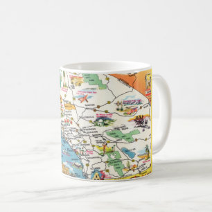 Caneca De Café Map Mug do Cartão Postal do Sul da Califórnia