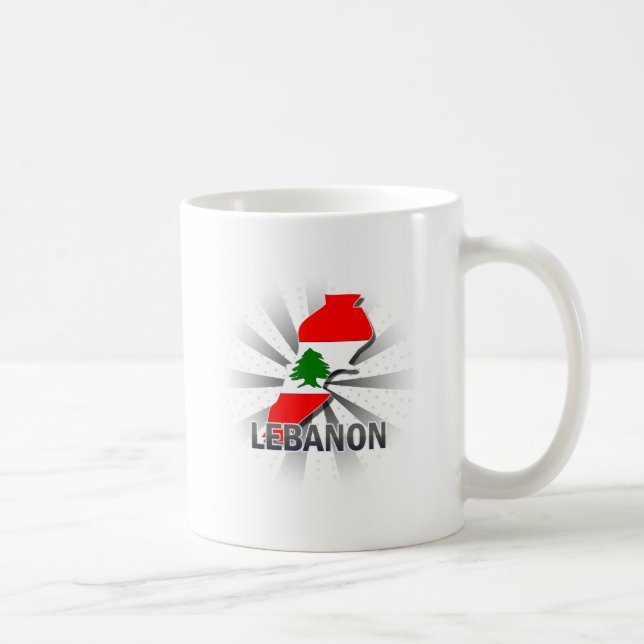 Caneca De Café Mapa 2,0 da bandeira de Líbano (Direita)