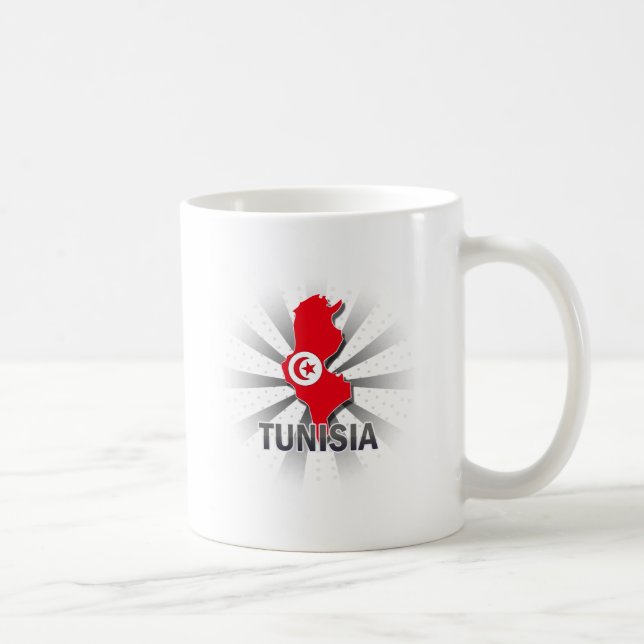 Caneca De Café Mapa 2,0 da bandeira de Tunísia (Direita)