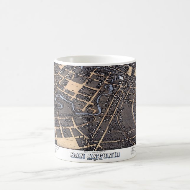 Caneca De Café Mapa Antigo Aéreo da Cidade de San Antonio, Texas, (Centro)
