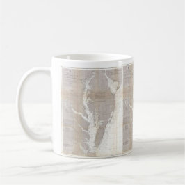 Caneca De Café Mapa Antigo da Baía de Chesapeake (1866)
