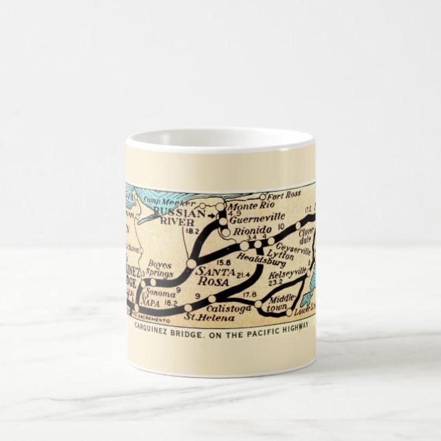 Caneca De Café Mapa Antigo da Baía Norte da Califórnia (Centro)