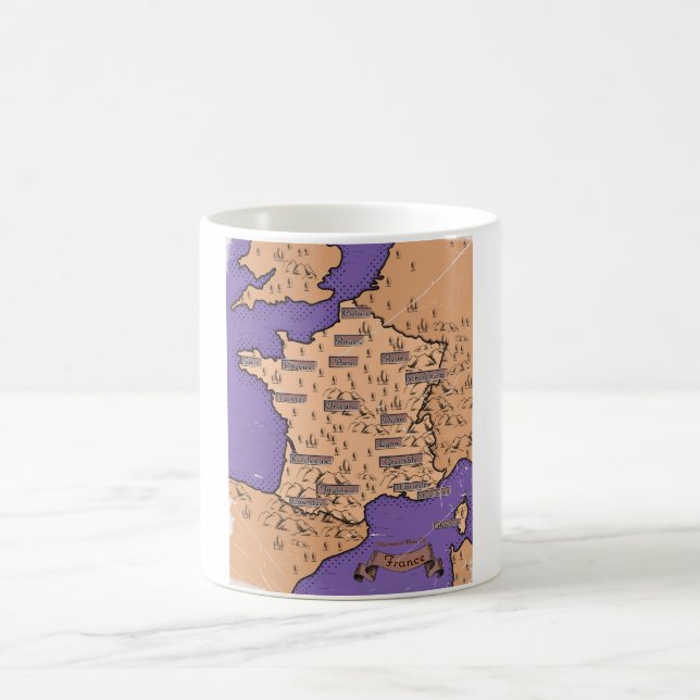 Caneca De Café Mapa Antigo da França (Centro)
