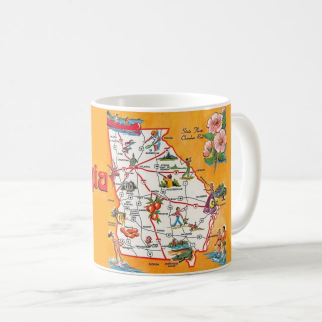 Caneca De Café Mapa Antigo da Geórgia (Frente Esquerda)