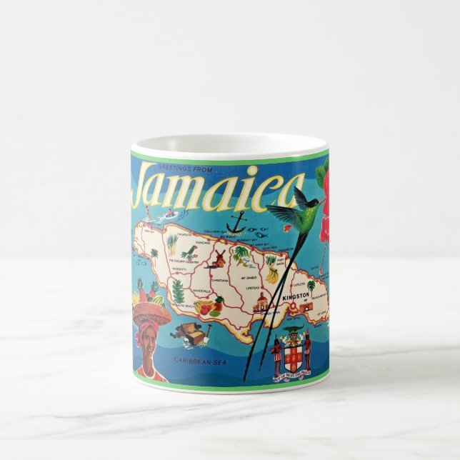 Caneca De Café Mapa Antigo da Ilha Jamaica P (Centro)