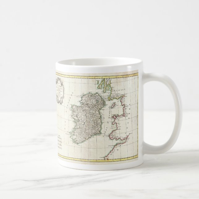Caneca De Café Mapa Antigo da Irlanda (1771) (Direita)
