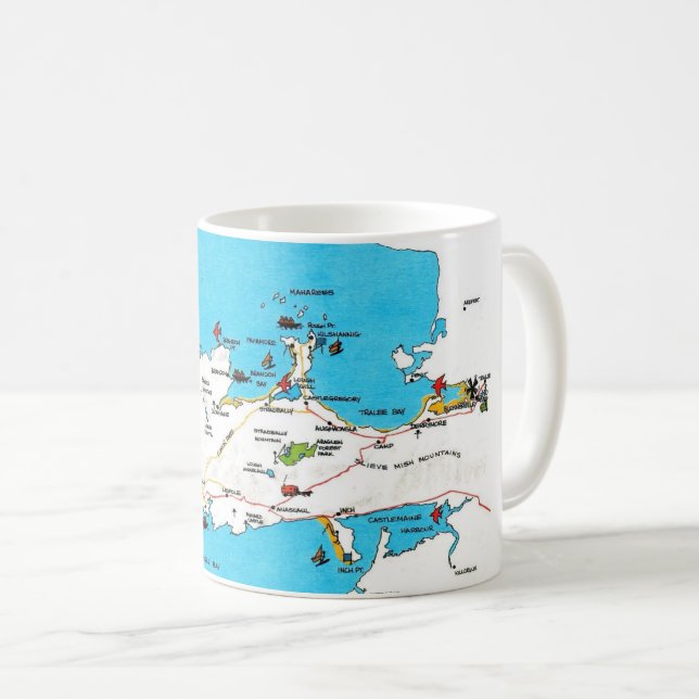 Caneca De Café Mapa Antigo da Península de Dingle na Irlanda (Frente Esquerda)