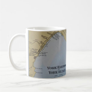 Caneca De Café Mapa Antigo da Praia de York Maine 