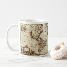 Caneca De Café Mapa antigo das Américas por Johannes De Ram