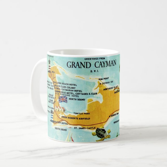 Caneca De Café Mapa Antigo das Ilhas Cayman (Frente Esquerda)