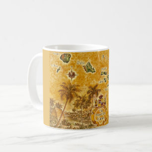 Caneca De Café Mapa Antigo das Ilhas Havaianas