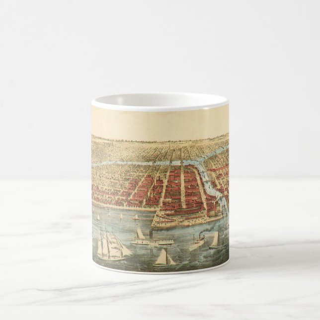 Caneca De Café Mapa Antigo de Chicago, Rua LaSalle e Rio (Centro)