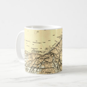 Caneca De Café Mapa Antigo de Cleveland Ohio