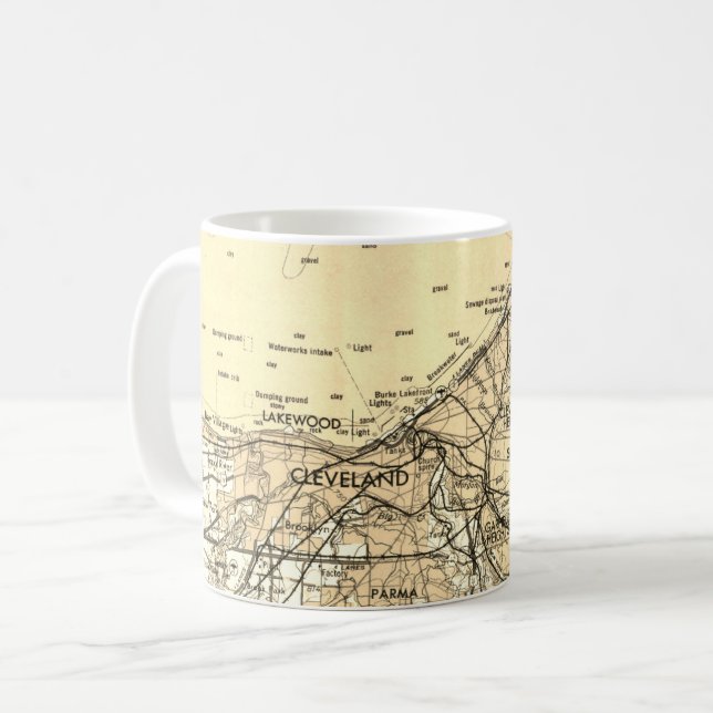 Caneca De Café Mapa Antigo de Cleveland Ohio (Frente Esquerda)