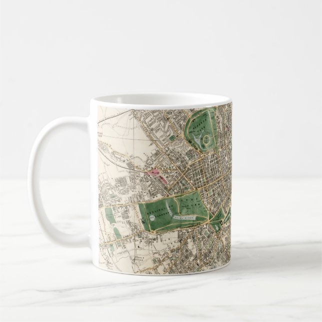 Caneca De Café Mapa Antigo de Londres, Inglaterra (1853) (Esquerda)