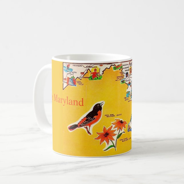 Caneca De Café Mapa antigo de Maryland em postal (Frente Esquerda)