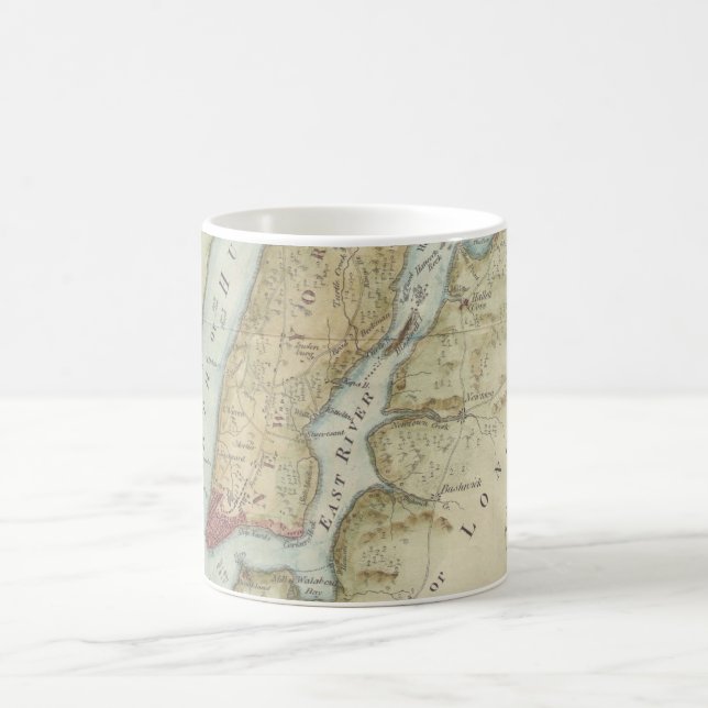Caneca De Café Mapa Antigo de Nova York (1869) (Centro)