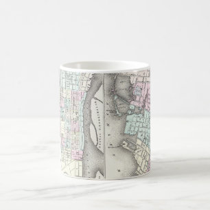 Caneca De Café Mapa Antigo de Savannah e Charleston (1855)