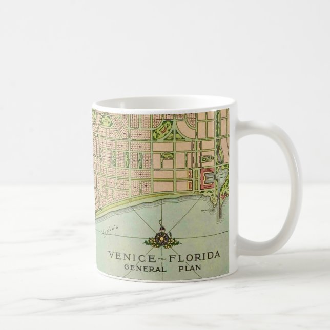 Caneca De Café Mapa Antigo de Veneza Flórida (Direita)