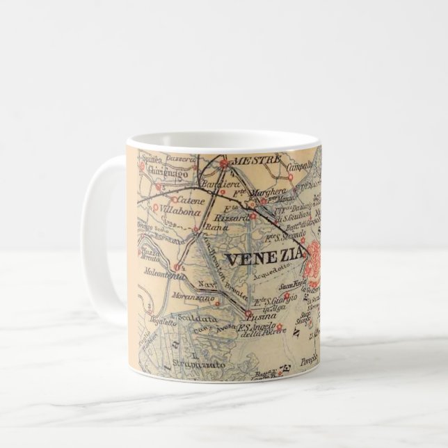 Caneca De Café Mapa Antigo de Veneza - Venezia  (Frente Esquerda)