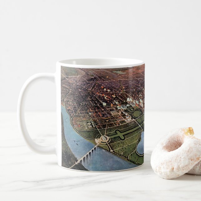 Caneca De Café Mapa antigo de Washington DC e do Rio Potomac (Com Donut)