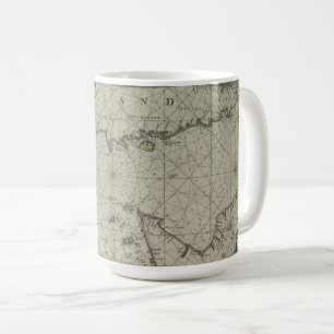 Caneca De Café Mapa antigo do canal, 1666 (gravura da cor)