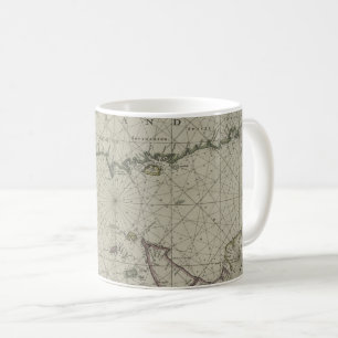 Caneca De Café Mapa antigo do canal, 1666 (gravura da cor)