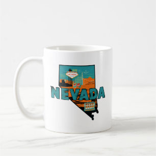 Caneca De Café Mapa Antigo do Estado de Nevada EUA Viagem