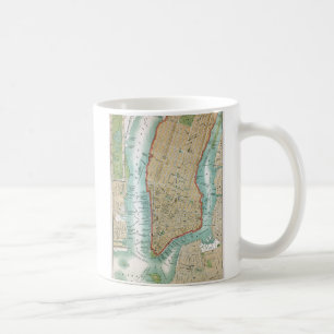 Caneca De Café Mapa antigo do Lower Manhattan e do Central Park