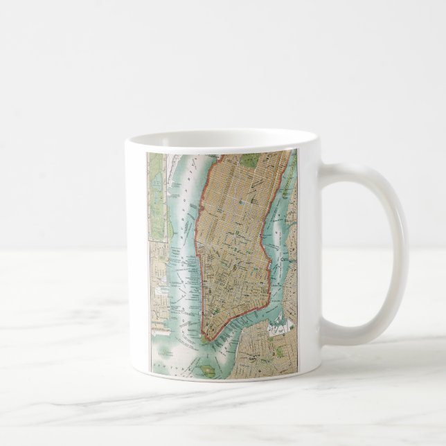 Caneca De Café Mapa antigo do Lower Manhattan e do Central Park (Direita)