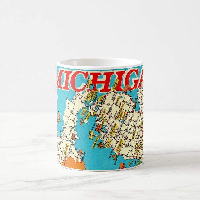 Caneca De Café Mapa Antigo do Michigan's Wonderland  (Centro)