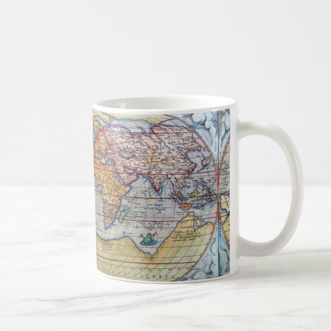 Caneca De Café Mapa Antigo Do Mundo (Direita)