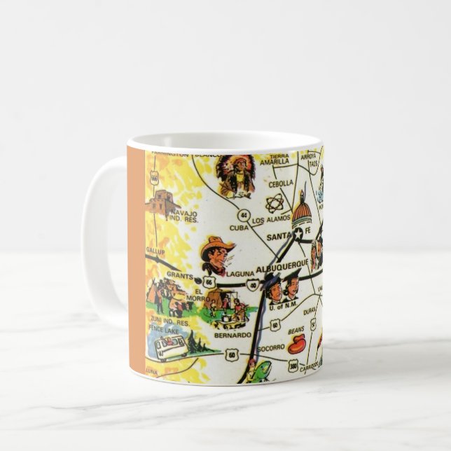 Caneca De Café Mapa Antigo do Novo México (Frente Esquerda)