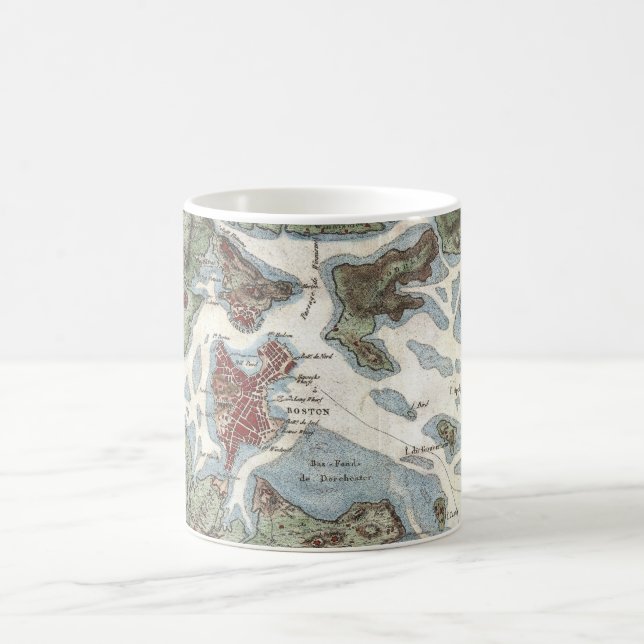 Caneca De Café Mapa Antigo do Porto de Boston (1807) (Centro)