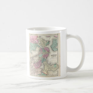 Caneca De Café Mapa Antigo do Porto de Boston (1857)
